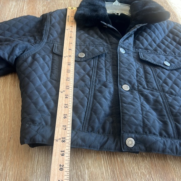 NWT NEIMAN MARCUS BLACK CROPPED QUILTED BARN JACKET FUR LINED gorgeous! - Picture 6 of 15